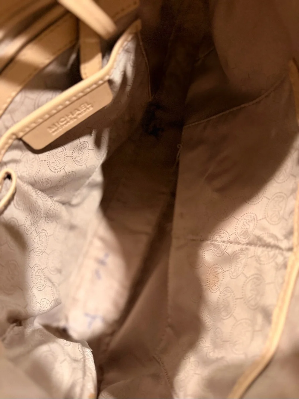 Michael Kors Beige Logo Hobo with Gold Hardware